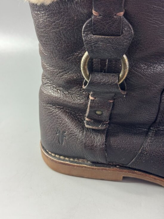 Frye Paige Loop Lug Brown Leather Shearling Lined Winter Boots, men\'s Size 7.5 main image 7